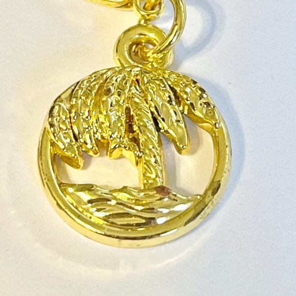 Palm Tree Charm Clip On Gold Plated Zipper Pull For Purse Backpack Bracelet - Picture 4 of 8